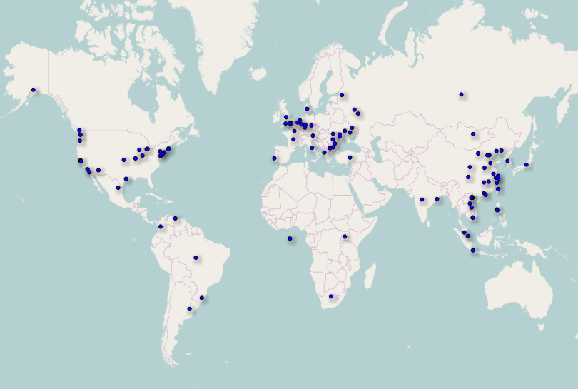 Map showing the location of unwanted
connections