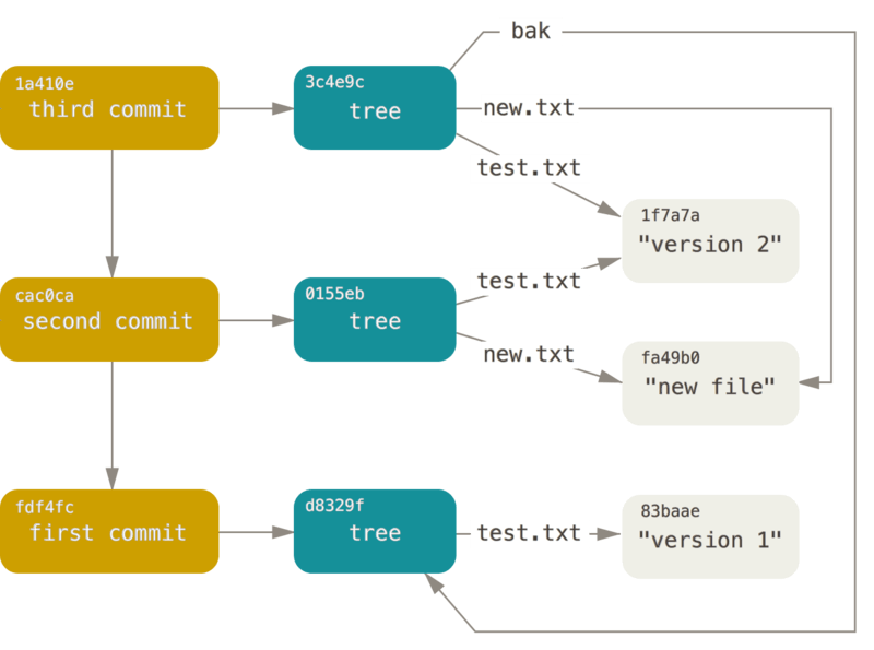 Git object diagram taken from Pro Git.