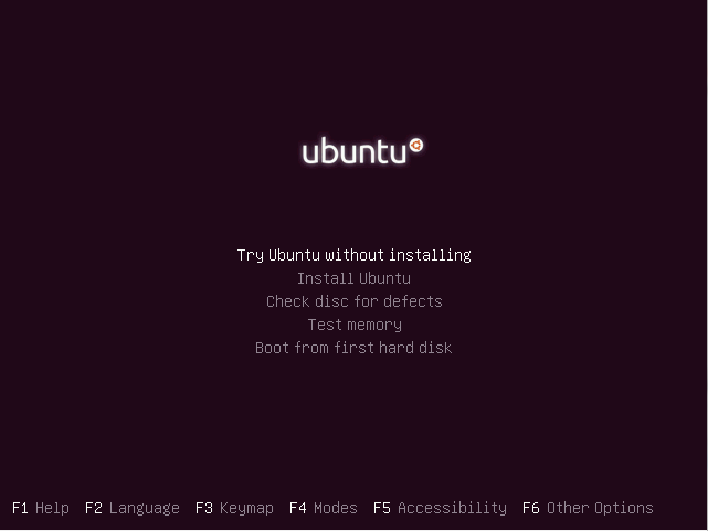 Ubuntu grub menu showing boot options.